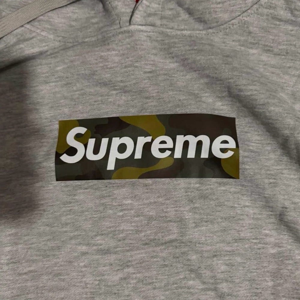 Supreme Heather Gray Cotton Hoodie - Picture 2 of 3